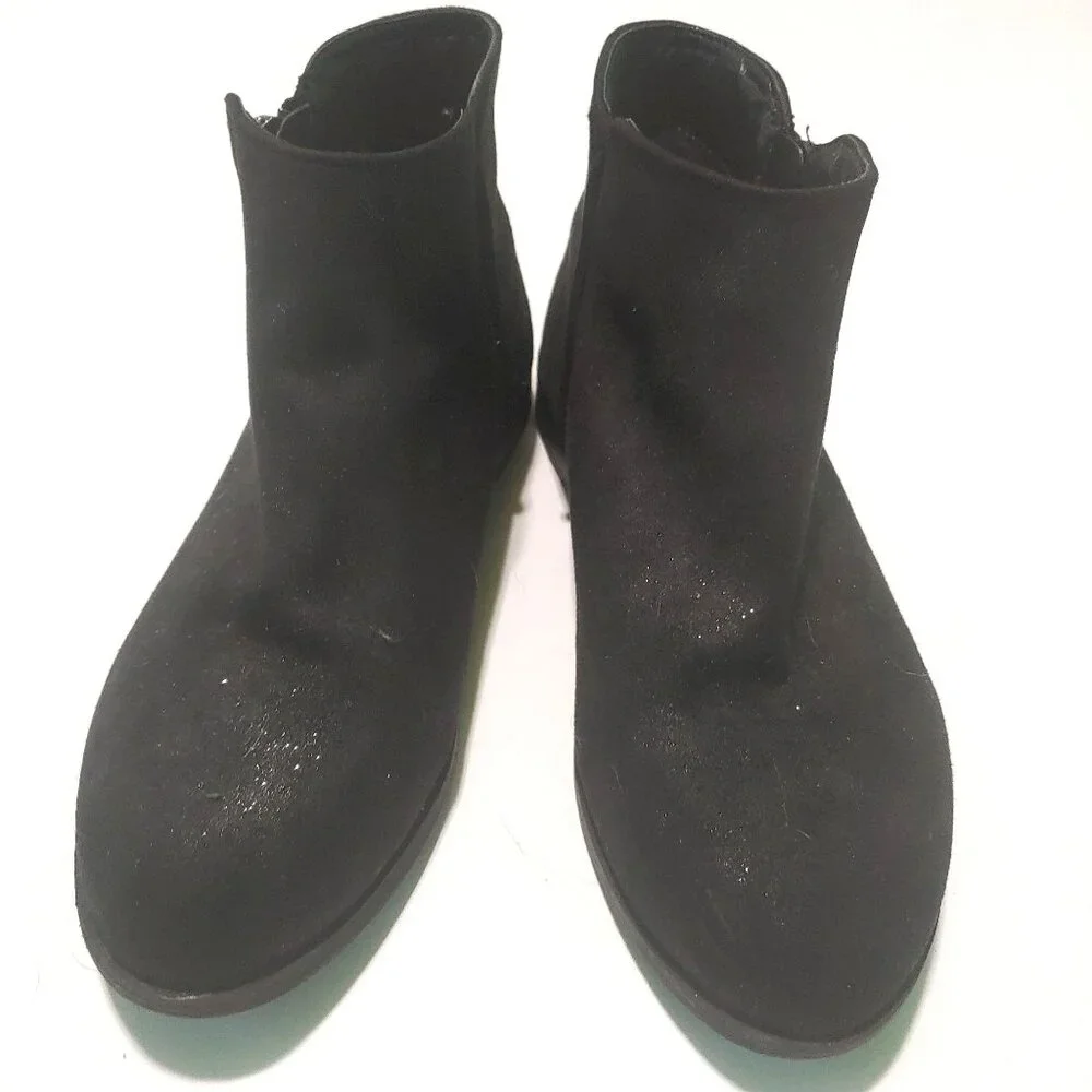 Cat & Jack girl's ankle boots zip-up faux leather black Size 5